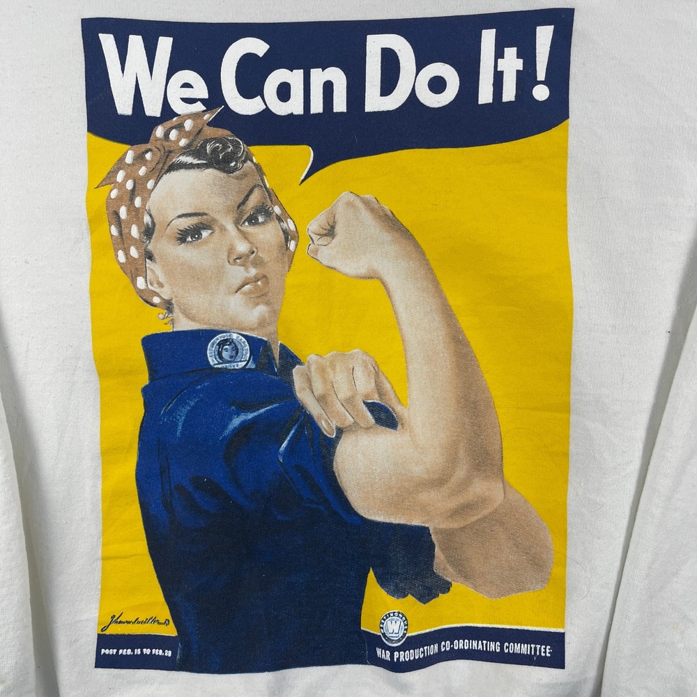 Rosie the Riveter Gildan Mens Large White Sweatshirt  We Can Do It Graphic Heavy